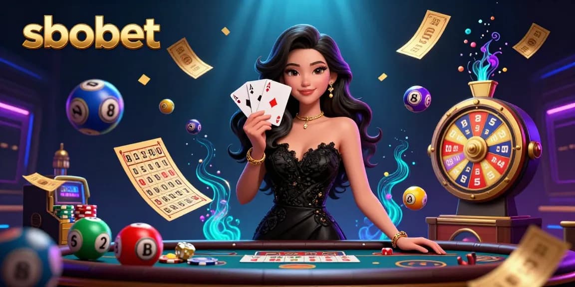 Experience sbobet excitement with vibrant casino elements and stunning visuals in this dynamic 3D illustration.