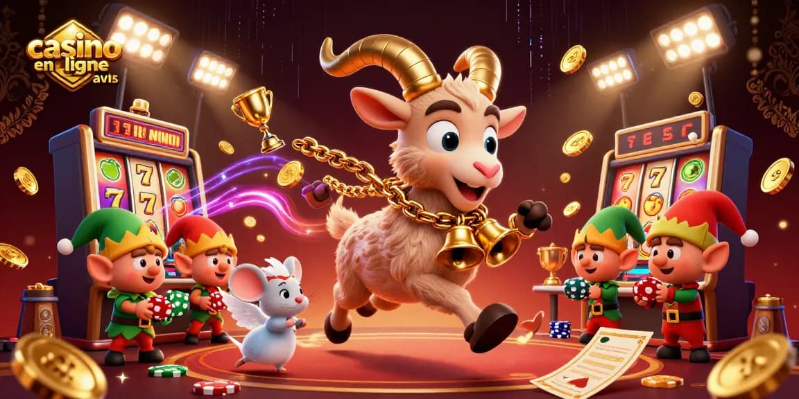 Expérience immersive de casino en ligne avis avec des illustrations dynamiques et festives.