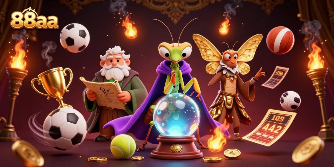 Betting on 88aa with vibrant casino elements and mystical figures creating an exciting atmosphere.