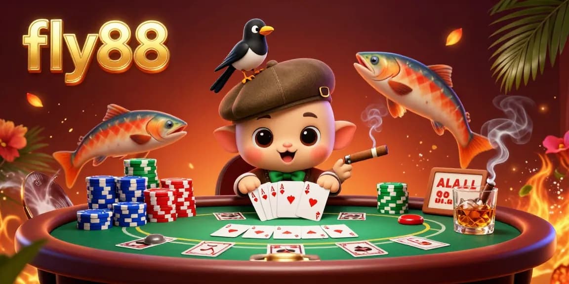 Engage with fly88's thrilling casino experience featuring vibrant characters and dynamic gambling elements.