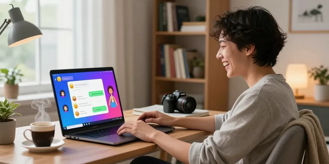 Engaging in NSFW AI chat interactions within a cozy home office.