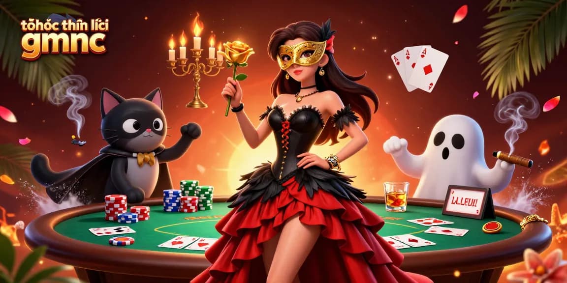 Engage with the intricate world of tổ chức pháp lý gmnc, showcasing vibrant casino excitement with a glamorous woman and playful cat.