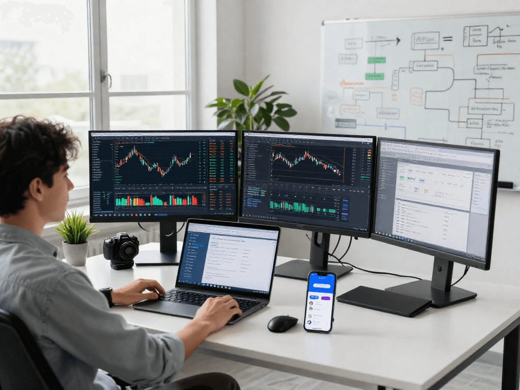 使用美股WebSocket推送接口的现代开发环境，展示交易数据和算法。