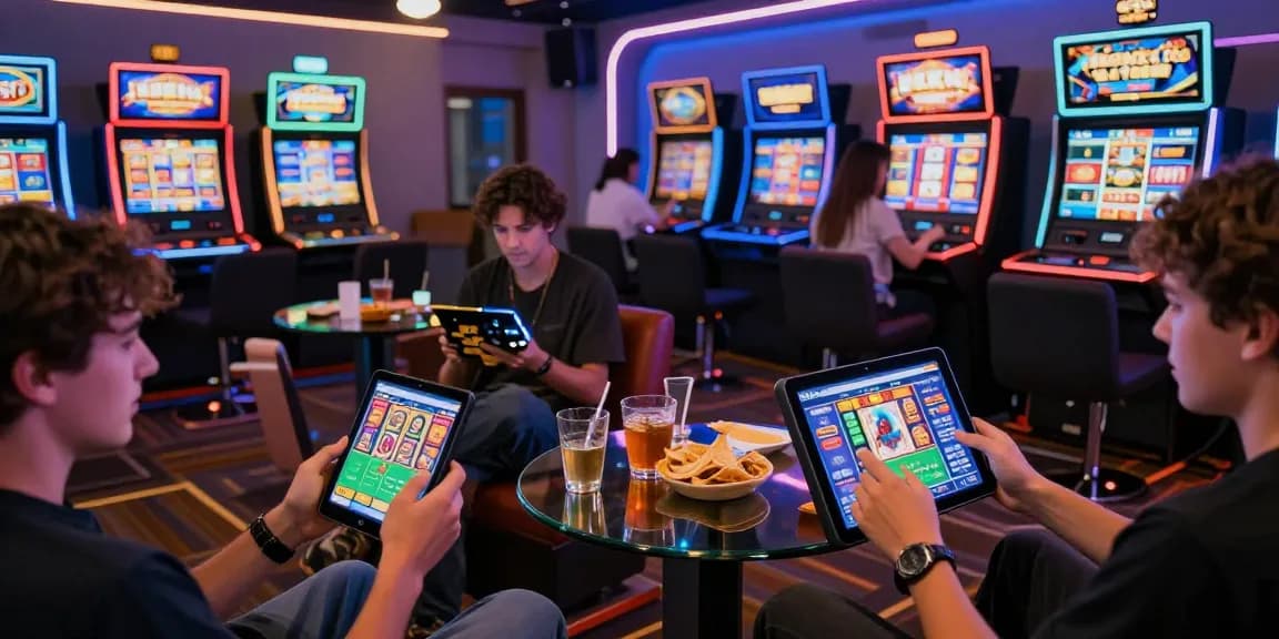 Exciting gaming scene featuring players depositing via deposit pulsa tanpa potongan, showcasing vibrant slot games and immersive atmosphere.