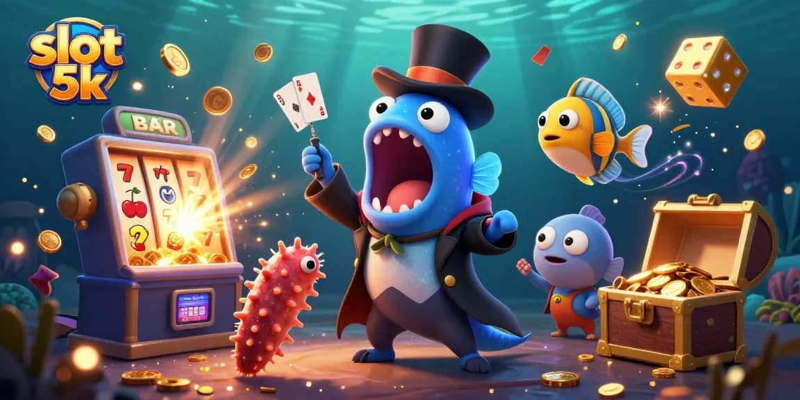 Spin and win with slot 5k in an immersive underwater scene full of vibrant casino elements.