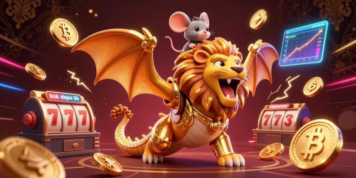 Engage in thrilling gaming dynamics with link depo 5k featuring a lion-headed chimera and interactive crypto gambling elements.