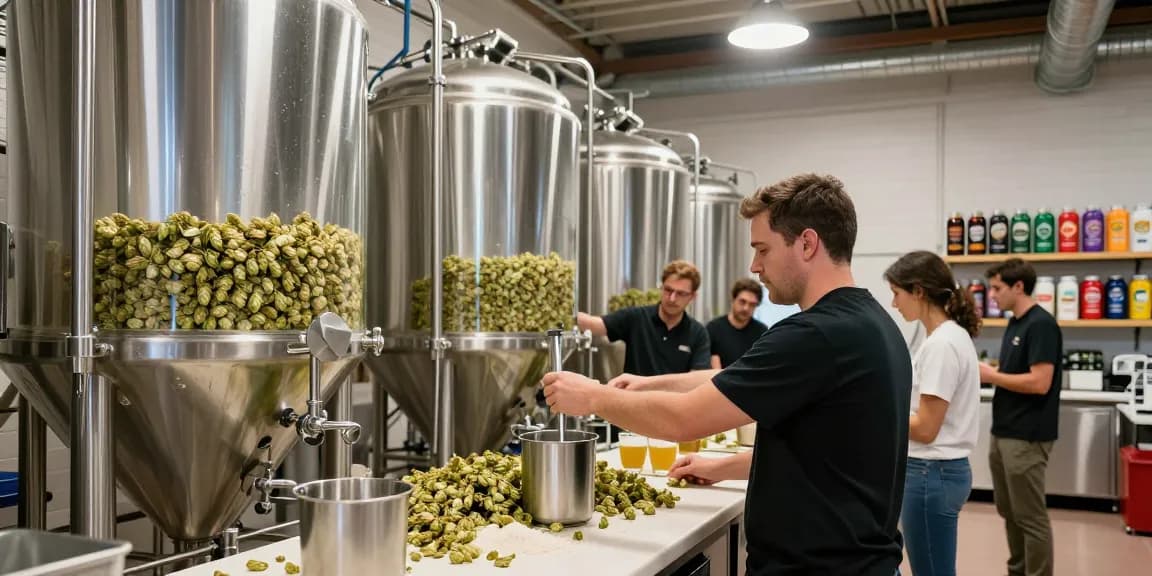 Professional brewers operating a beer centrifuge to enhance quality and efficiency in brewing.