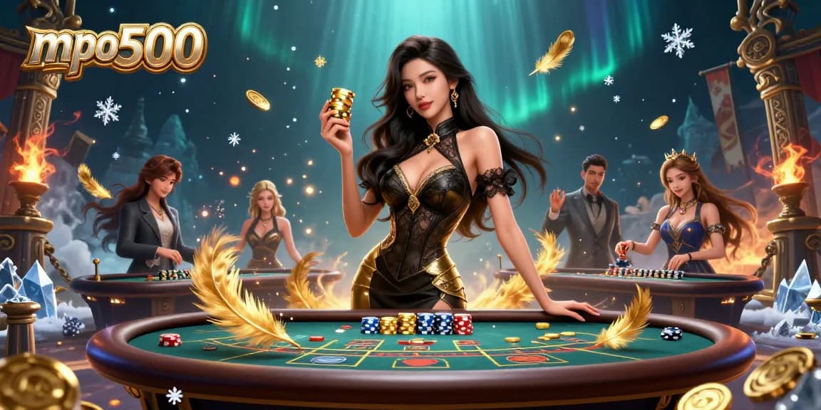 Experience high-stakes play at mpo500 with glamourous casino scenes and golden chips.