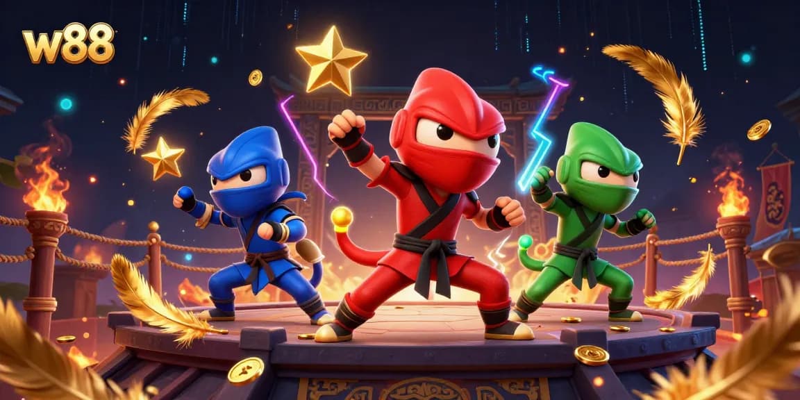 Nhóm chameleon ninja 3D tại sòng bạc w88 thể hiện thế võ ấn tượng cùng nhiều yếu tố cá cược hấp dẫn.