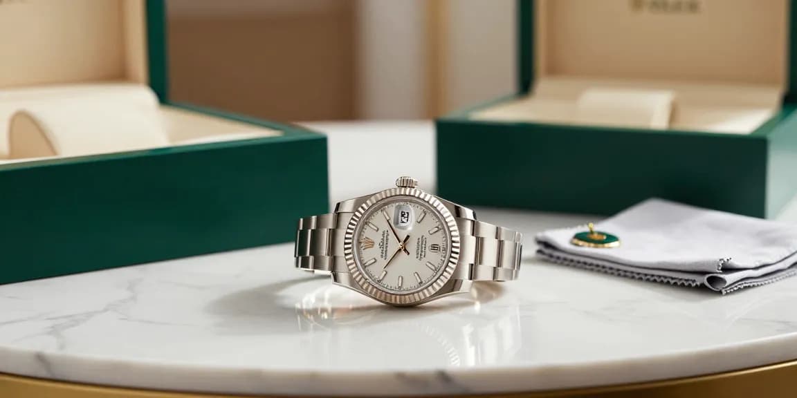 Rolex super clone watches displayed elegantly on a marble countertop, highlighting craftsmanship and luxury details.