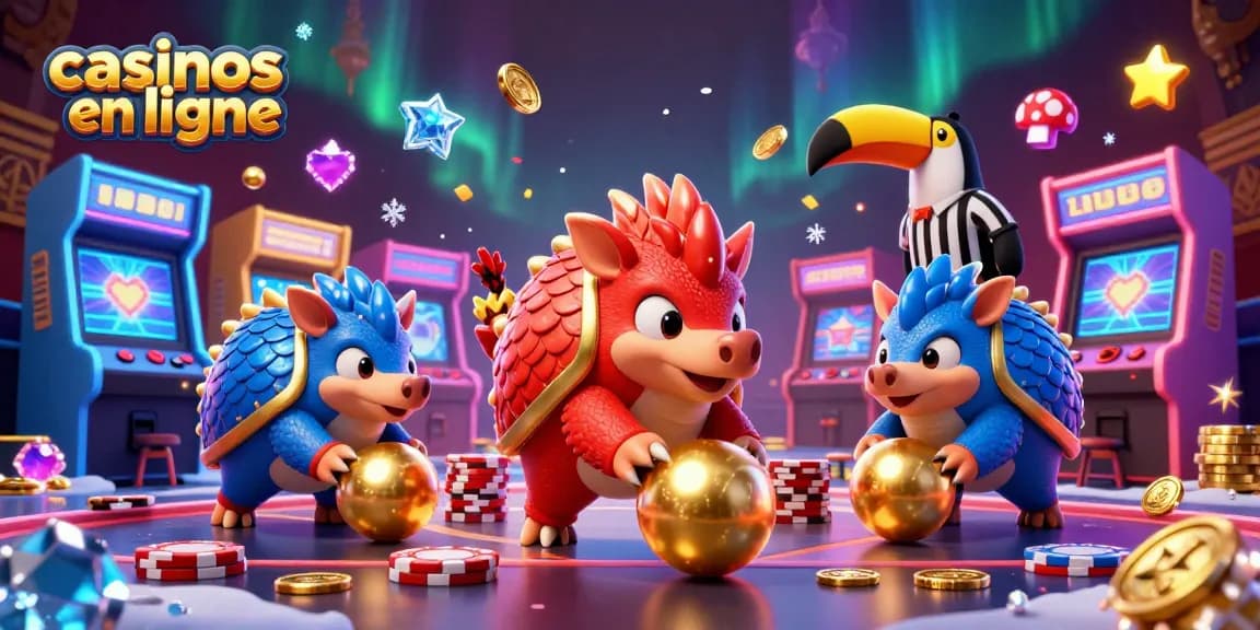 Jouez aux casinos en ligne avec des pangolins rivalisant dans un décor vibrant et ludique.