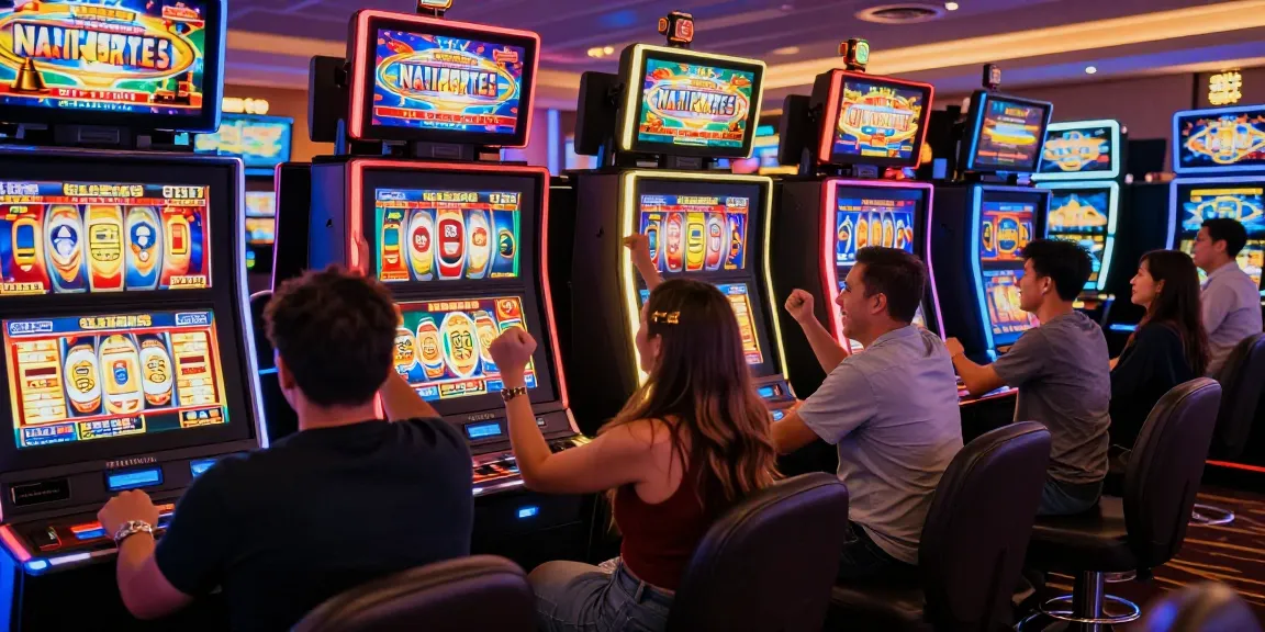 Slot gacor di kasino dengan pemain merayakan kemenangan jackpot