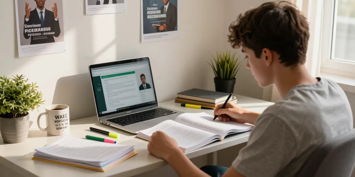 Student studying for the 2026 waec runz exams in a cozy study room filled with resources.