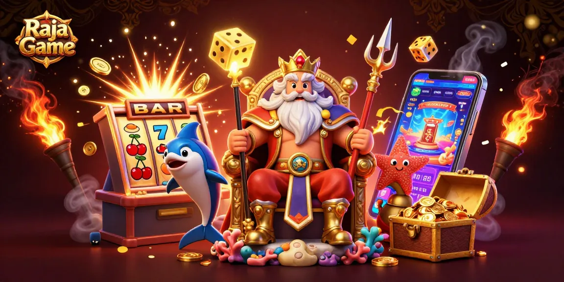 Engage in thrilling gameplay with Raja Game's exciting 3D casino-themed vibrant fantasy scene.