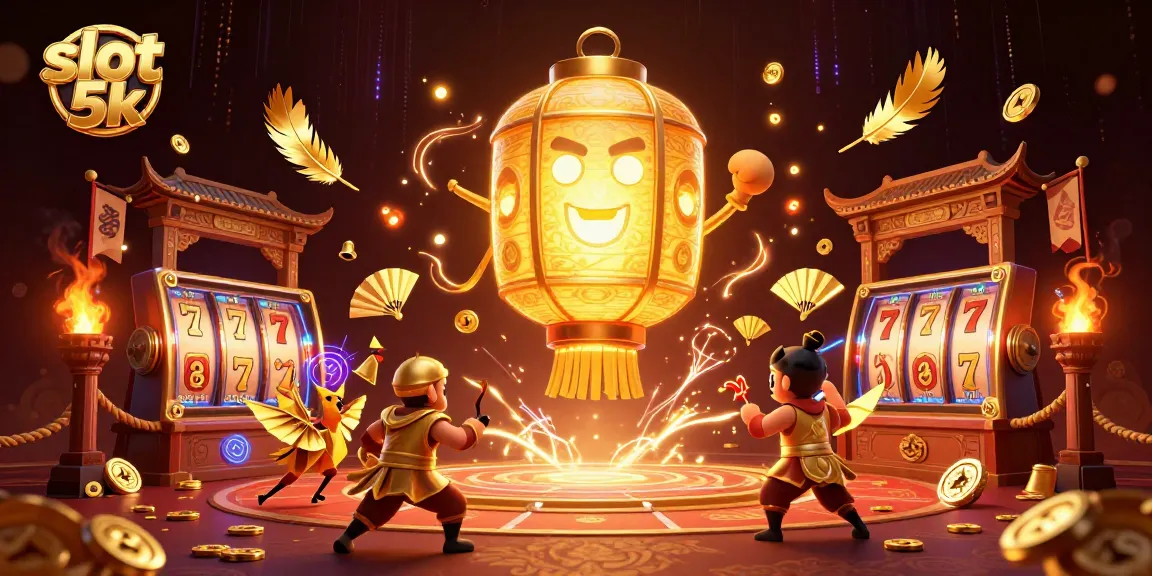 Experience the thrill of slot 5k with a vibrant casino scene full of lucky symbols and winnings.