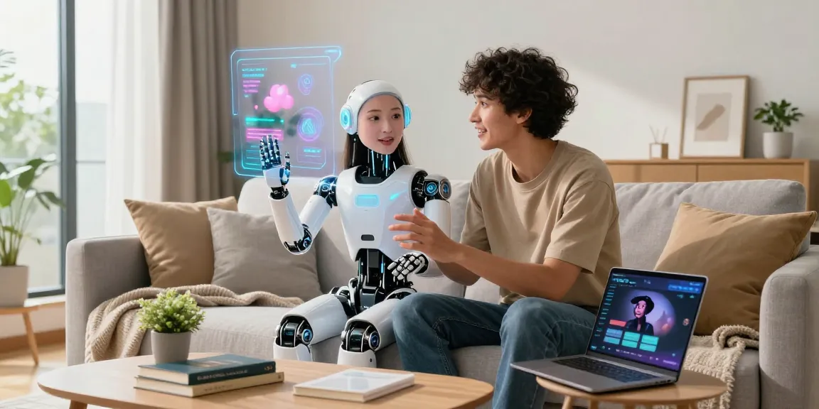 ai gf interactive moment in a modern home with cozy decor