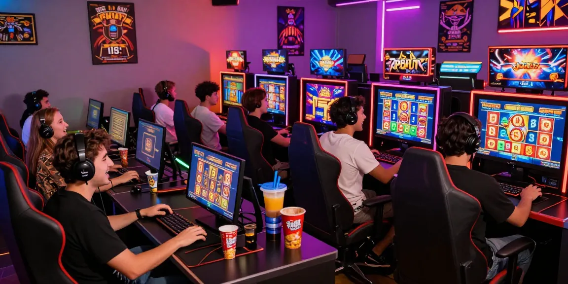 Online gaming scene with players experiencing excitement, jackpot wins, and vibrant slot graphics at KECAK4D.