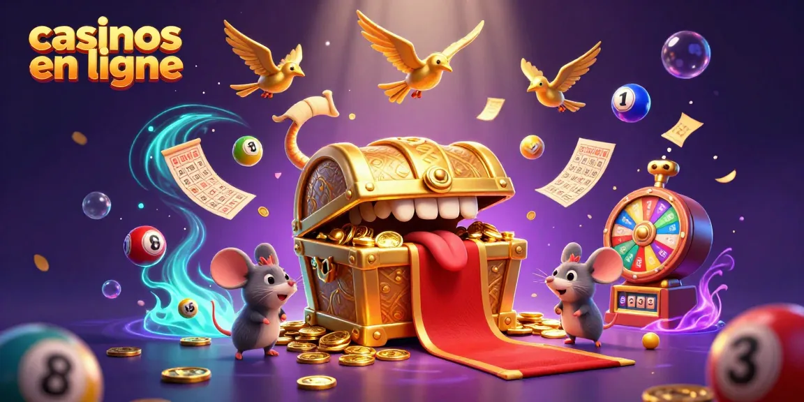 Gagnez en jouant aux casinos en ligne avec un coffre au trésor cartoon attirant des souris aventurières.