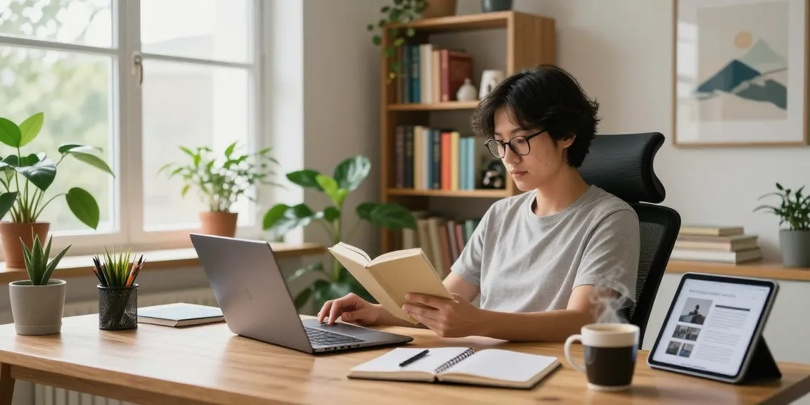 Check out our blog in a cozy home office filled with plants and natural light.