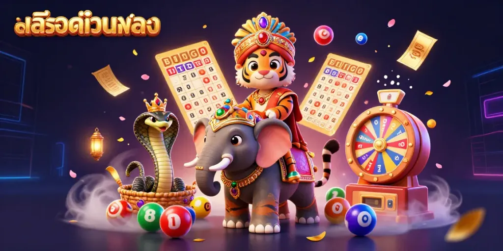 Experience the thrill of สล็อตเว็บตรง with a vibrant 3D casino scene featuring cartoon characters and dynamic gameplay elements.