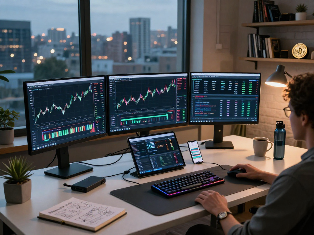 metatrader 5 官网中的加密货币交易平台,展示多监视器和交易分析工具