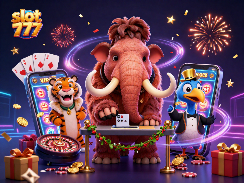 Players enjoy slot 777 action with vibrant characters in a lively casino scene.