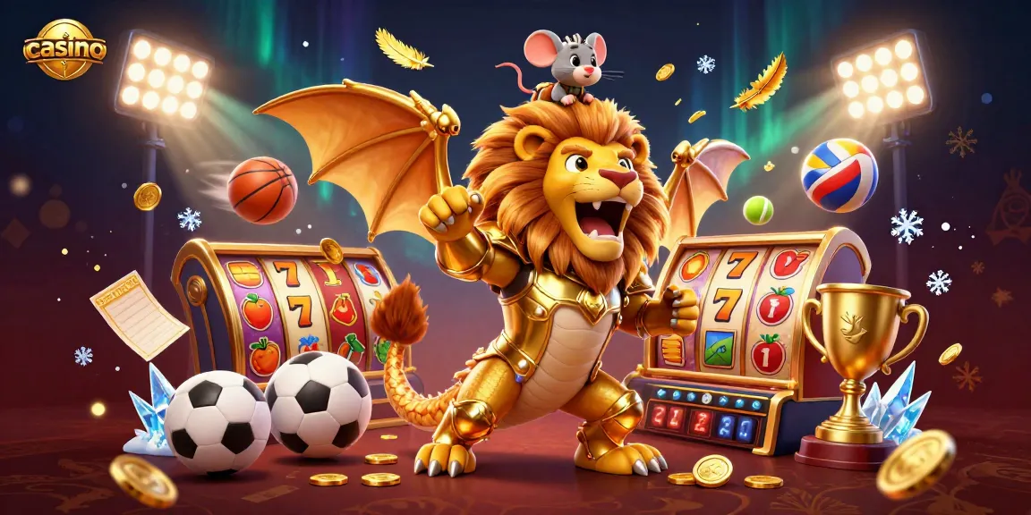 Experience the thrill of a casino with our vibrant 3D chimera creature illustration, winning big!