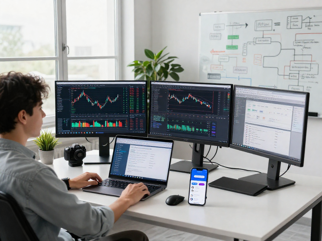 使用美股WebSocket推送接口的现代开发环境,展示交易数据和算法。