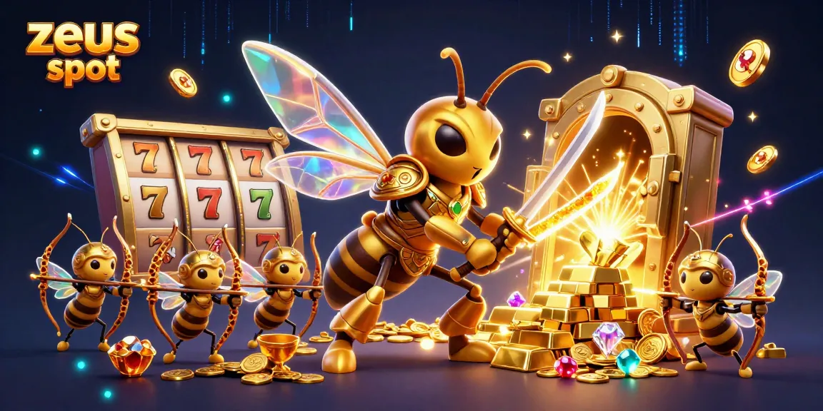 Immerse in the zeus slot adventure with epic golden hornet samurai amidst dynamic casino symbols.