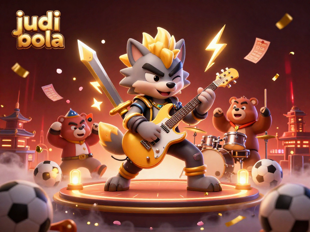 Experience the thrill of judi bola with our vibrant 3D illustration featuring dynamic characters and sports betting elements.