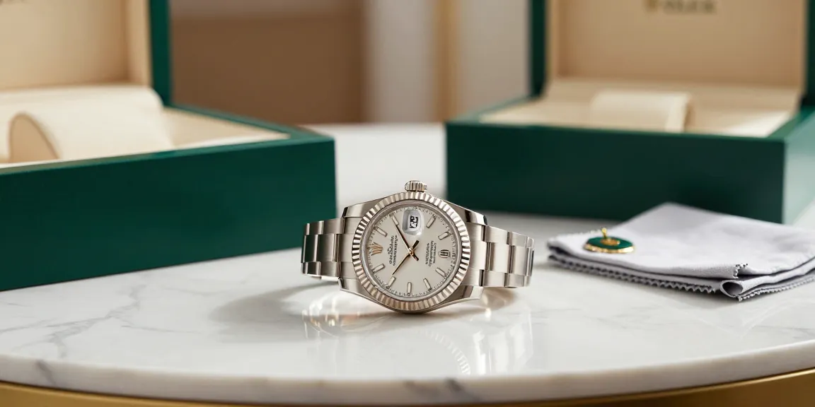Rolex super clone watches displayed elegantly on a marble countertop, highlighting craftsmanship and luxury details.
