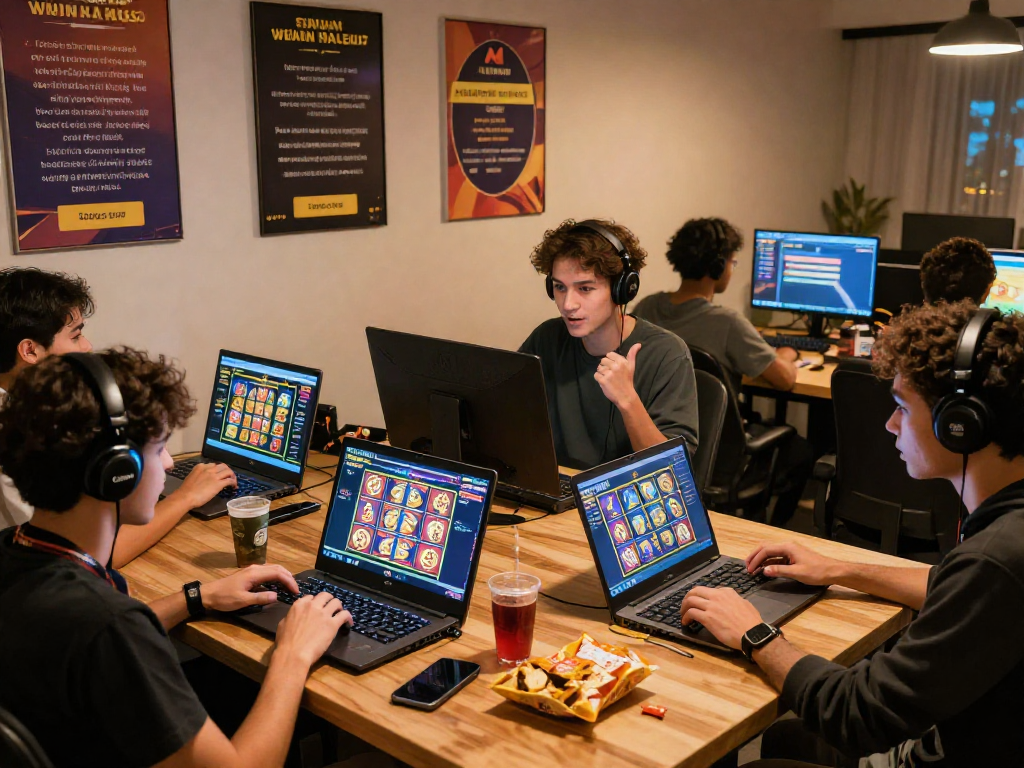 Engaged gamers exploring online slots, emphasizing safe login togel for vibrant gaming experience.